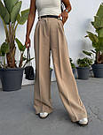 Жіночі широкі брюки палаццо вільного крою з поясом, фото 9