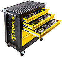 Шкаф-тележка для инструмента TOPEX, набор инструмента 455шт, выдвижные ящики 5шт, 82.5х68x46см, металл