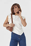 Жіноча футболка з пишними рукавами — кремовий колір, S (є розміри)