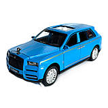 Машинка металева Rolls-Royce Cullinan ролс ройс синій звук світло інерція відкр люк двері капот багажник 1:32,15*6,5*5,5см, фото 3