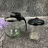 Чайник для заварювання чаю 500 мл Edenberg EB-332 Заварник скляний із кнопкою для зливання Типод, фото 2