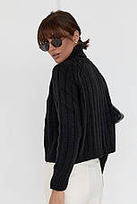 Жіночий в'язаний светр із рукавами регланами — чорний колір, S (є розміри), фото 2
