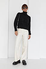 Жіночий в'язаний светр із рукавами регланами — чорний колір, S (є розміри), фото 3