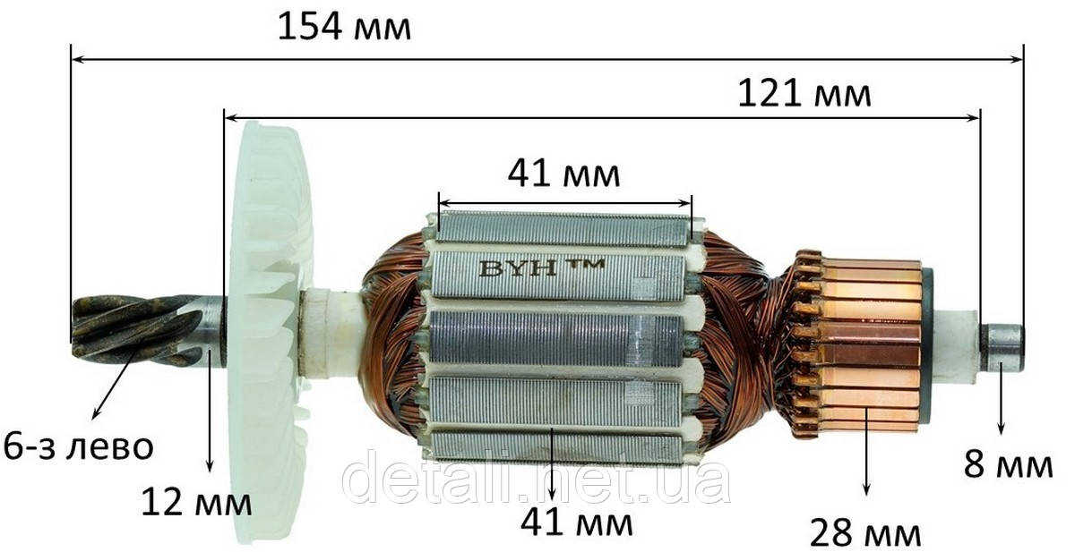 Якорь перфоратор Hitachi DH45MR (154*41 6-з лево) - фото 2 - id-p304527207