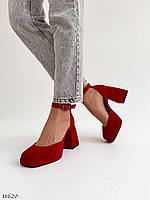 Premium! Женские замшевые красные босоножки на каблуке Летние Натуральная замша Лето
