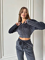 Модный женский плюшевый теплый спортивный костюм с капюшоном, велюровый прогулочный комплект для девушек