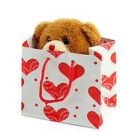 Ведмедик коричневий плюшевий у подарунковій упаковці