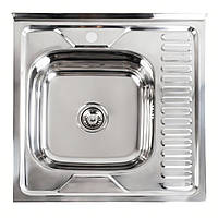 Кухонна мийка Platinum 6060 L Polish 0,6 мм накладна квадратна