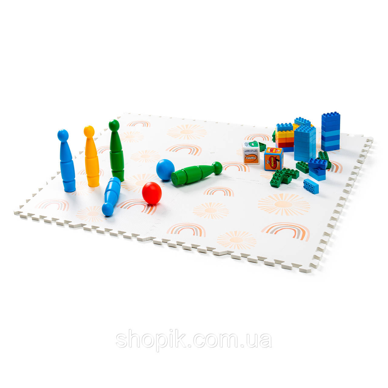 Мат-пазл дитячий EVA 60х60х1,2cm - 6 частин Rainbow, Килимок для повзання пазл, Мат татамі