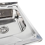 Кухонна мийка Platinum 6060 R Polish 0,6 мм накладна квадратна, фото 3