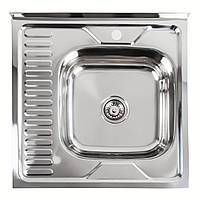 Кухонна мийка Platinum 6060 R Polish 0,6 мм накладна квадратна