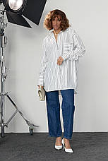 Подовжена сорочка oversize в смужку — білий колір, M (є розміри), фото 3