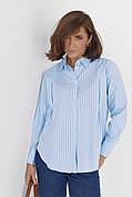 Жіноча сорочка з візерунком у вертикальну смужку — блакитний колір, S (є розміри)