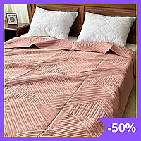 Двухстороннее стеганое покрывало 200x230 Тонкое летнее одеяло Покрывало на двуспальную кровать хлопок Розовый