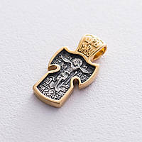 Серебряный крестик с позолотой Царь Славы 13688 Оникс TR, код: 6731620
