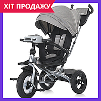 Велосипед коляска детский трехколесный с ручкой Turbo Trike MT 1007-8 серый