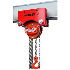 Вибухобезпечна ручна ланцюгова шестерна таль HADEF 27/12 HR+HH EX з візком, г/п від 0,5 до 10 тонн