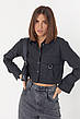 Укорочена жіноча сорочка з накладною кишенею — чорний колір, L (є розміри), фото 2