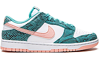 Женские кроссовки Nike Dunk Low Snakeskin Washed Teal Bleached Coral