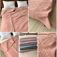 Большое покрывало двустороннее Летнее одеяло покрывало натуральное ХБ Стеганые покрывала евро размера Розовый