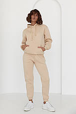 Жіноче тепле худі з кишенею спереду — бежевий колір, L/XL (є розміри), фото 3