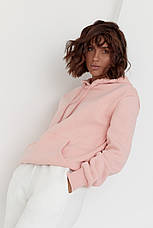 Жіноче тепле худі з кишенею спереду — пудра колір, M/L (є розміри), фото 2
