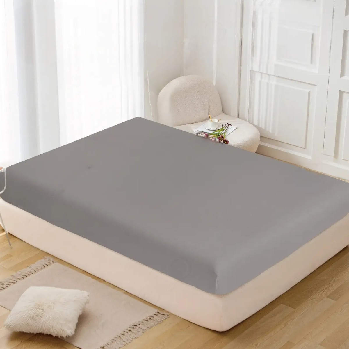 Простирадло на гумці KOLOCO 160 х 200+25 см (38664) Темно-сіре