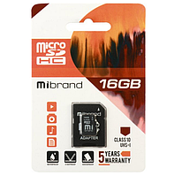 Картка пам'яті microSDHC 16 Гб Class 10 (UHS-1) Mibrand + Adapter SD