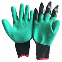 Садовые перчатки Garden Genie Gloves с когтями Черно-бирюзовые hm