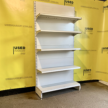 Односторонні торгові стелажі INTRAC 2100x1000 з металевими посиленими полицями для магазина