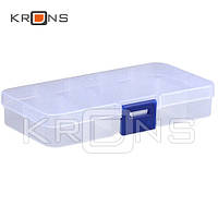 Коробка органайзер кейс для снастей бисера 125x63x22мм 10 ячеек прозрачный hm