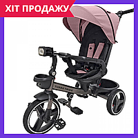 Детский велосипед с родительской ручкой трехколесный Turbo Trike MT 1002-6 розовый