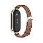 Шкіряний ремінець для фітнес браслета Xiaomi Mi Band 3 и 4 Type A коричневий, тримач - золотистий, фото 2