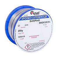 Припой оловянно-свинцовый CYNEL Sn60Pb40 , диам.-2,5мм, 250гр, катушка