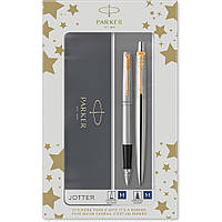 Набор Parker Jotter Stainless Steel GT FP+BP, перьевая ручка + шариковая ручка в подар. коробке