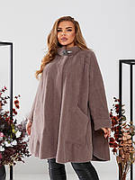 Женское пальто пончо из альпаки большого размер супер батал