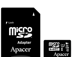 Картка пам'яті microSDHC 32 Гб Class 10 (UHS-1) Apacer + Adapter SD