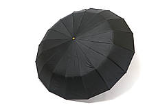 Чоловіча чорна парасолька на 16 спиць із дерев'яною ручкою