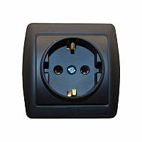 Розетка із заземленням 16 Аcura Графіт
