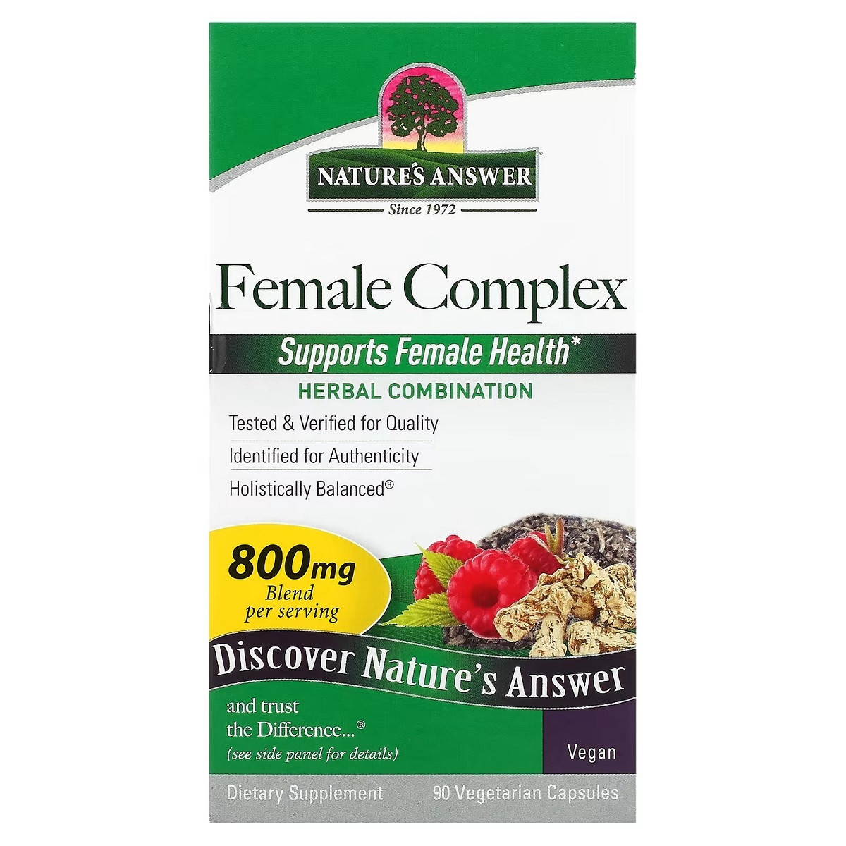 Жіночий трав'яний комплекс, 800 мг, Female Complex, Herbal Combination, Nature's Answer, 90 вегетаріанських