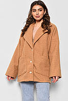 Пальто жіноче напівбатальне вкорочене гірчичного кольору 176724T Безкоштовна доставка