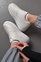 Кроссовки женские белого цвета на шнуровке 176757P