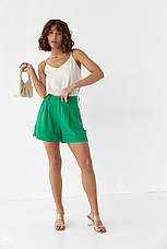 Короткі лляні шорти з закотом — зелений колір, L (є розміри), фото 3