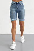 Жіночі джинсові шорти з підкатом — джинс-колір, 36р (є розміри)
