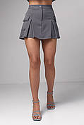 Мініспідниця-шорти з накладними кишенями — сірий колір, L (є розміри)