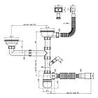 Сифон подвійний для кухонної мийки Agua KS04-1 3 1/2"х40/50 мм із відведенням для пральної машини, з круглим, фото 2