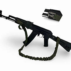 Ремінь одно/двоточковий з гумовим джгутом та карабіном Олива