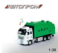 Машина металл арт.AP7514A (48шт/2) "АВТОПРОМ", 1:38,мусоровоз,батар.,свет,звук,в коробке 25,5*12*9см
