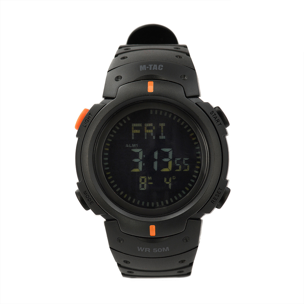 M-Tac годинник тактичний з компасом Black, армійський годинник чорний, військовий годинник багатофункціональний тактичний