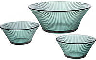 Набор стеклянной посуды "Cape Green" салатник и две пиалы Ø22х12,5 см,Ø12,5х6,5 см BonaDi (2000002643074)
